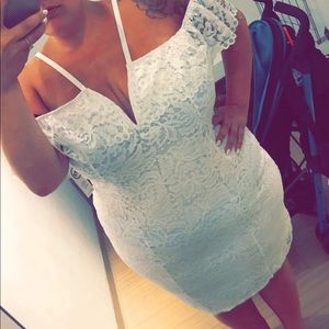 F2F Cold Shoulder White Cocktail Dress